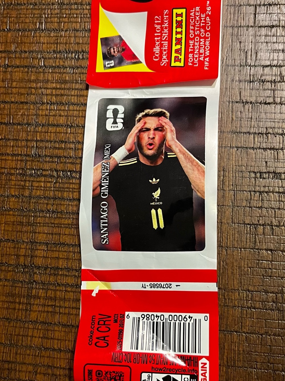 Panini FIFA World Cup 26 CC4 Santiago Giménez Mexico Coca Cola Real sticker